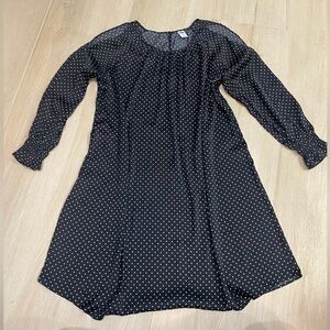 Black Polka Dot Long Sleeve Dress